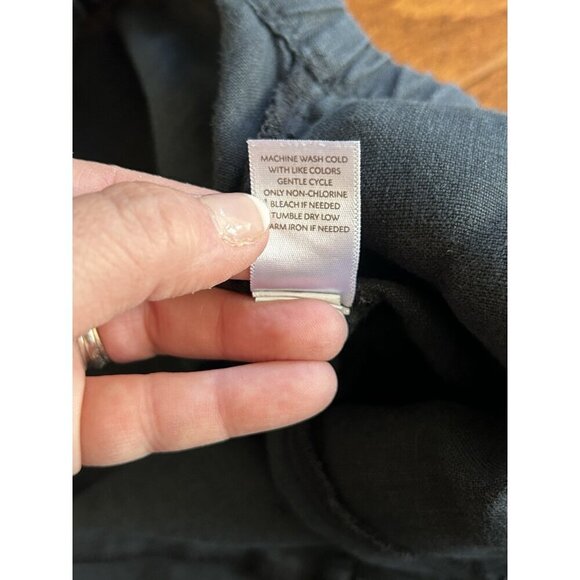 J. Jill Love Linen Pure Linen Wide Leg Crop Pullon Pants Black Lagenlook Plus 1X - Picture 4 of 6